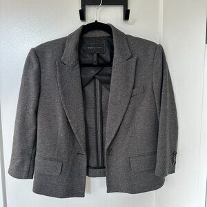 BCBGMaxAzria Cropped Blazer Dark Grey Wool Size: Small